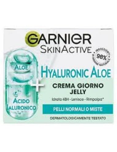 Garnier Gel-Creme für normale Haut, beruhigende Wirkung, angereichert mit Hyaluronsäure, Aloe Vera und Glycerin, hydratisierte Haut bis zu 48 h, Hyaluronic Aloe, 50 ml