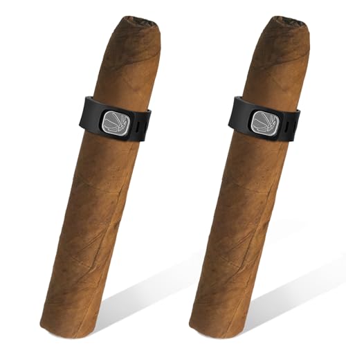 Lyreh 2pcs Magnetic Golf Cart Cigar Rings, TPR Material Adjustable Golf Cart Cigar Holder Suitable for 38 to 60 Ring Gauge for Golfing Grilling Fishing Travel Outdoor Adventures(Black)