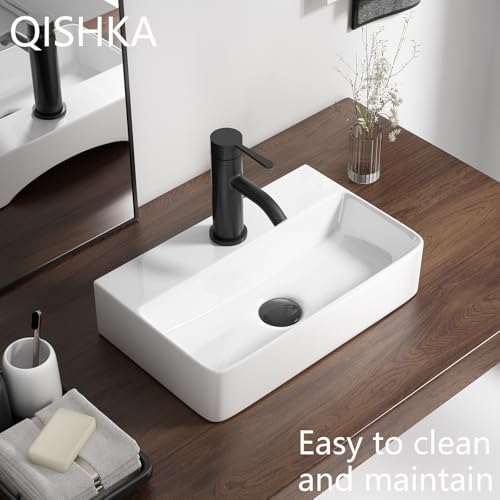 Lavabo suspendido rectangular de cerámica blanca de 18x11 pulgadas para baños pequeños 5