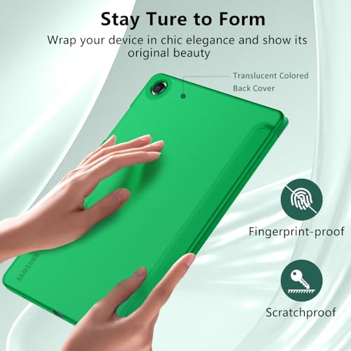 Image of MoKo Trifold Case for Galaxy Tab A9 Plus /A9+ 11 Inch 2023, Forest Green | Slim Stand Hard PC Translucent Back Shell Smart Cover, Auto Sleep /Wake, Light, Anti-scratch, 2 Adjustable Angle