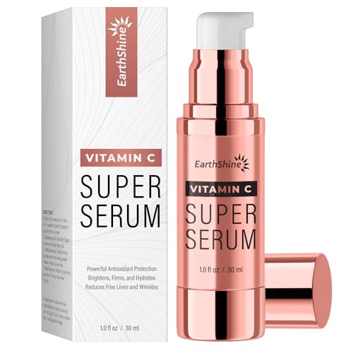 EarthShine Super Vitamin C Serum for Women Over 70: Anti Aging Facial Skin Care – Anti Face Wrinkle Age Spot Reduction – Hydrating Repair Firming Smooth 1 Fl Oz