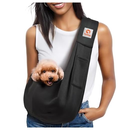 Tomkas Dog Carrier Sling for Small Dogs and Cats, Travel Pouch for 3-10 Lbs Pets,Classic Pocket, Snap Closure (Black)