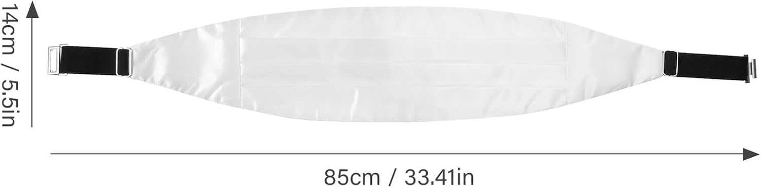 TEHAUX Men’s Cummerbund Bow Tie Pocket Square Set, Pre-tied Bow Tie with Cummerbund, White Formal Accessories for Weddings and Parties