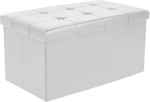 ECOMEX Banco otomano de almacenamiento plegable para sala de estar, otomana de almacenamiento plegable y banco de entrada, banco de almacenamiento