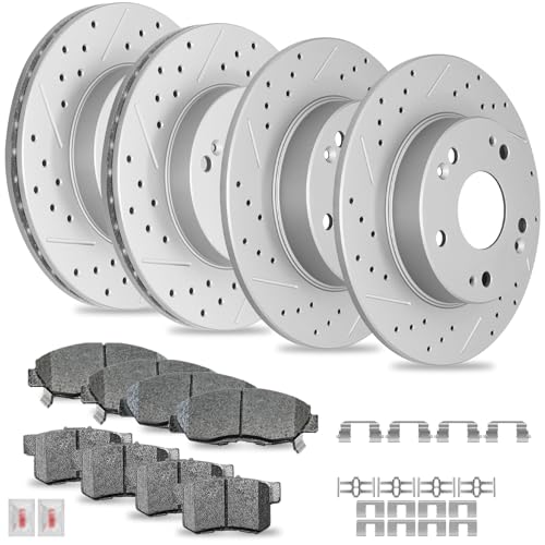 ACB ZONE Disc Brake Kits with Pads and Rotors Front & Rear Drilled Slotted Vented Rotor for 2006 2007 2008 Honda Civic Ex w/ 4 Wheel Disc Brakes by ACB ZONE - Used condition - US$131.60