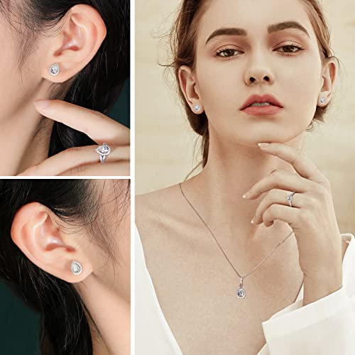 Daybyday 925 Sterling Silver Moissanite Stud Earrings 1Ct D Color Vvs1 Lab Grown Diamond Pear Earrings For Women Girls #TOP1