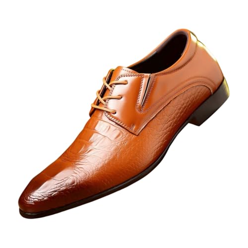 Santimon Men's Crocodile Print Leather Oxford Dress Shoes Classic Lace-Up Formal Business Wedding Parties Shoes