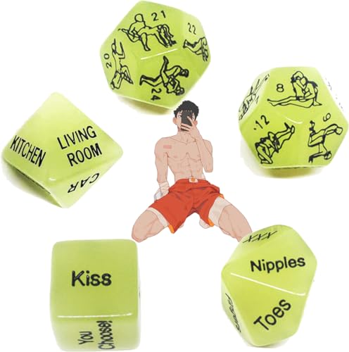 KaMieeg [5 Pièces Dés Multifonctions Phosphorescents Verts, 5 Dés Multifonctions pour Jeux De Table, Outils De Divertissement pour Les Fêtes, Cadeau Original - K7