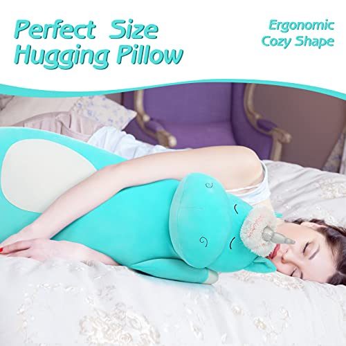 Morismos Long Unicorn Plush Body Pillow, 36.2'' Giant Unicorn Stuffed Animal Body Pillow Plushie, Squishy Unicorn Pillow Doll Toy, Long Throw Sleeping Pillow For Kid Girl Boy,Hugging Pillow For Adult #TOP2