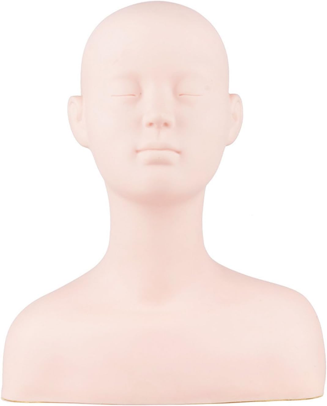 Esthetics Mannequin Head with Shoulders, Soft PVC Human Hair Mannequin Head for Makeup, Silicone PVC Skin Texture Salons Cosmetology School,White