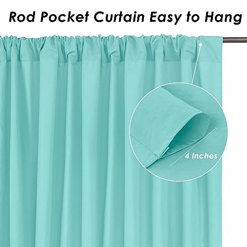 Image of Turquoise Polyester Backdrop Curtains 10ft x 8ft Photography Backdrop Drapes for Birthday Mermaid Party Decorations