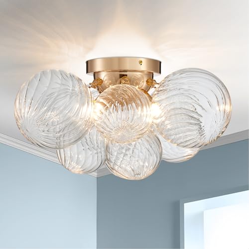 Plafonnier en verre bullé pour salon solution éclairage élégant