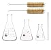 Zestaw Szklanych Kolb Erlenmeyera, 3-częściowe Kolby Stożkowe z Podziałką, Zlewki Płaskodenne, Kolby Trójkątne z Wąskimi Ustami z Mieszadłem A 50ml&100ml&500ml