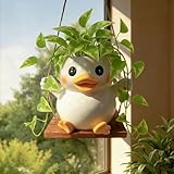 Toparad Swing Duck Hanging Planters for Indoor Plants, Cute Small Succulent Pots with Drainage Hole, Funny Resin Hanging Plant Holder for String of Pearls, Gift Ideas for Mother's Day, Birthday