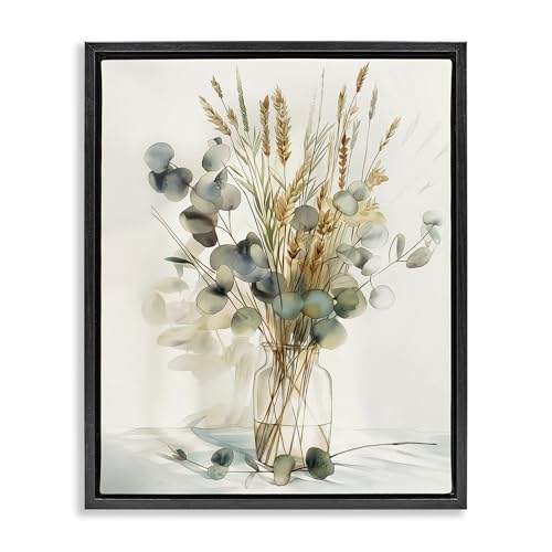 Stupell Industries Gathered Eucalyptus Herbs Black Floater Framed Canvas Wall