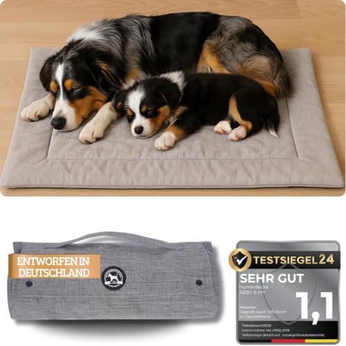 Abby&Ivy Hundedecke für Unterwegs 90x70cm- Faltbare, Waschbare, Rutschfeste Decke für kleine und mittlere Hunde - Leicht, Robust, Pflegeleicht & Isolierend, Ideale Resiedecke, Auto - und Outdoor-decke