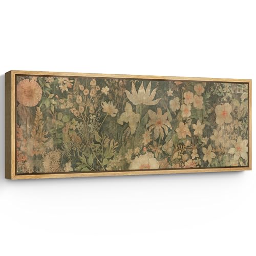 SIGNFORD Large Framed Canvas Print Wall Art Vintage Floral Garden