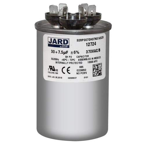 (2) Pack, 30 + 7.5 uF x 370 VAC - Jard # 12724 Round Dual Run Capacitor