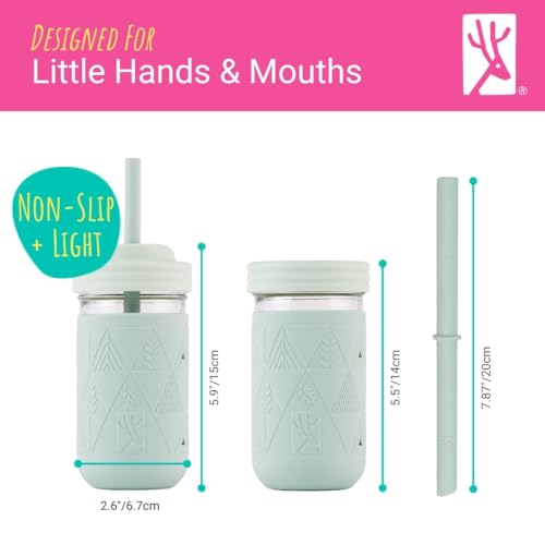 Elk and Friends Kids & Toddler Cups | The Original Glass Mason Jars 12 oz with Silicone Sleeves & Silicone Straws | Smoothie Cups | Spill Proof Cups by Elk and Friends - Image 5