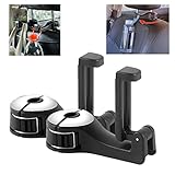 CHUANGJIA 2 in 1 Car Headrest Hidden Hook, 2 in 1 Car Seat Hooks with Phone Holder, Upgraded Car Hooks, 360° Rotation Headrest Hooks, Hidden car Hook for Bag, Purse, Toys, Groceries (2pcs Silver)