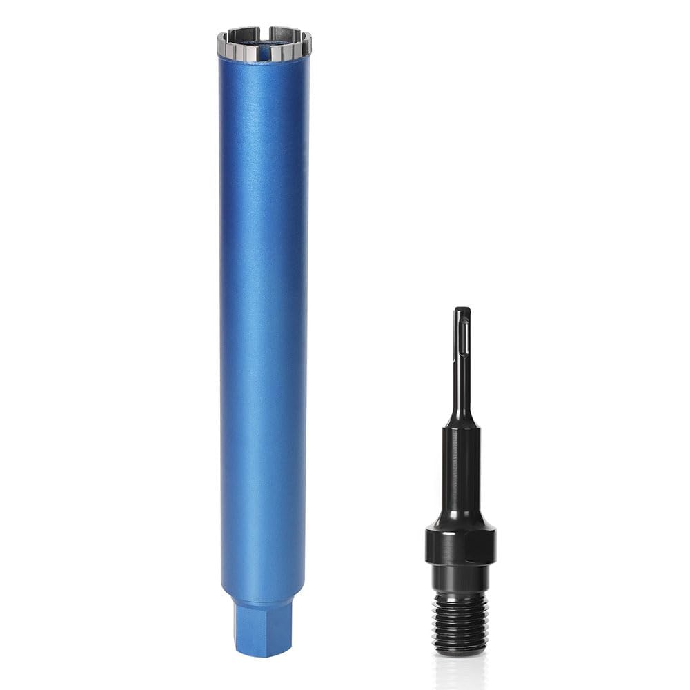 Corona de perforación de diamante para máquina de perforación de núcleo, taladro de núcleo turbo con SDS-Plus - 1 1/4" - Ø 62mm - Longitud total 460 mm - de aleación de metal - Taladro de núcleo para