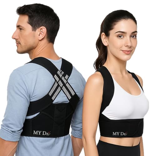 Image of MY Dr. X-Cross Posture Corrector Belt for Men & Women | Adjustable Back & Shoulder Support Brace for Spine Alignment, Hunchback Correction & Upper Back Pain Relief | Breathable Neoprene, Sweat-Free & Skin-Friendly | Ideal for Office, Driving, Gym & Daily Use | Waist Size (Universal)
