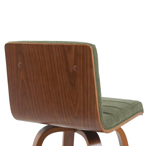 Vienna Modern Swivel Bar Height Stool with Vintage Green Upholstered Seat and Walnut Finished Wood Frame Set of 2 by Armen Living - Image 6