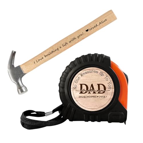Set de cinta métrica y martillo personalizado para papá miniatura 1