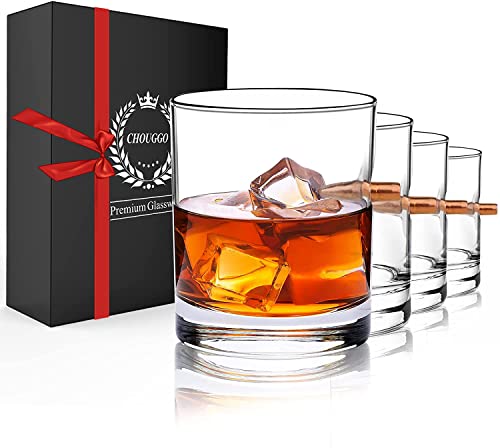 Chouggo Whiskey Glasses Set Of 4, Old Fashioned Square Whiskey Glasses, Cool Gadgets For Men, Dad, Boyfriend, Grandpa And Husband #TOP14