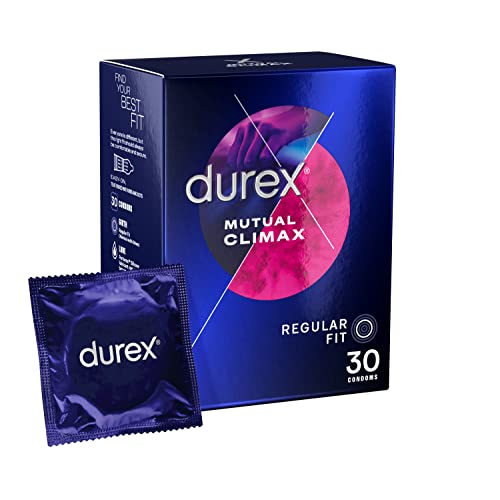 Durex Mutual Climax 30 Condoms Regular Fit With Performa Silicone Lube Ribbed and Dotted Easy On Teat Ended Trusted Durex Protection