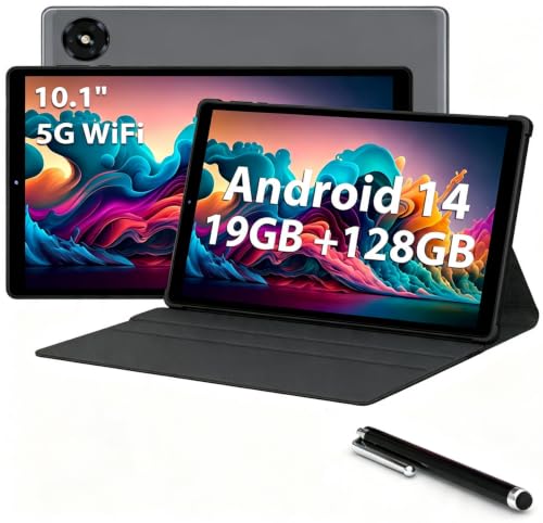 Image of 2026 New 10.3 Inch Tablet with Stylus, 2K IPS Display Tablet Android 14 Tablet, 19GB RAM 256GB ROM (1TB TF Expandable), 8-Core,8+13MP Dual Camera, 8000mAh Battery, 5G /2.4G Dual WiFi - Gray