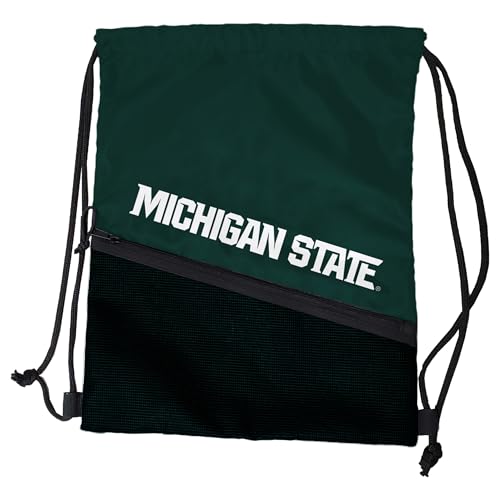 Logo Brands NCAA Michigan State Spartans Tilt Backsack - Water Resistant Drawstring Bag with Dual Strap Closure, Zipper Mesh Pocket, Lightweight & Portable