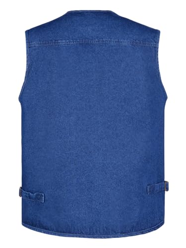 Men's Utility Work Hunting Travel Fishing Multi-Pockets Outdoor Denim Jean Vests2