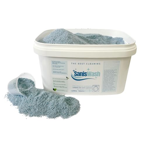 SanisWash, Detergente en Polvo con Oxígeno Activo, Detergente para Lavadora, Eficaz Incluso a 20º, Elimina el Olor en la Ropa Deportiva, Ropa Limpia y Fresca, 165 Lavados, 5Kg
