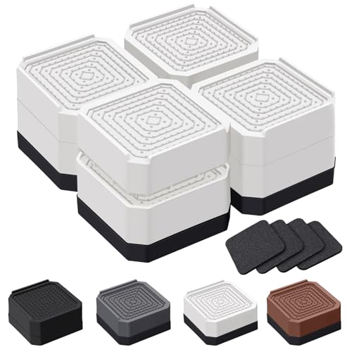 ANNKUT Bed Risers and Furniture Risers Heavy Duty Adjustable Lifting Blocks for Couches Desks and Chairs Elevates 1.5 or 3 Inches Holds up to 4000 lbs (White)