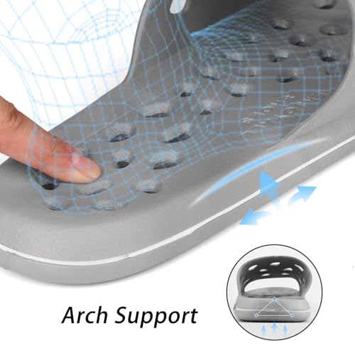 Image of weilonghyw Plus Size Mens Shower Shoes Quick-Drying Bathroom Slippers with Drainage Hole Non-Slip Gym Slides Arch Support Pool Shower Sandals for Dorms