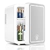 Skincare Fridge With Dimmable LED Light Mirror 4L Makeup Mini Fridge for Bedroom Car Office Dorm Cooler Warmer Portable Small Refrigerator for Cosmetics Skin Care and Food White
