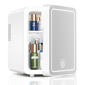 Skincare Fridge With Dimmable LED Light Mirror, 4L Makeup Mini Fridge for Bedroom, Car, Office & Dorm, Cooler & Warmer, Portable Small Refrigerator for Cosmetics, Skin Care and Food, White Skincare Fridge With Dimmable LED Light Mirror 4L Makeup Mini Fridge for Bedroom Car Office Dorm Cooler Warmer Portable Small Refrigerator for Cosmetics Skin Care and Food White