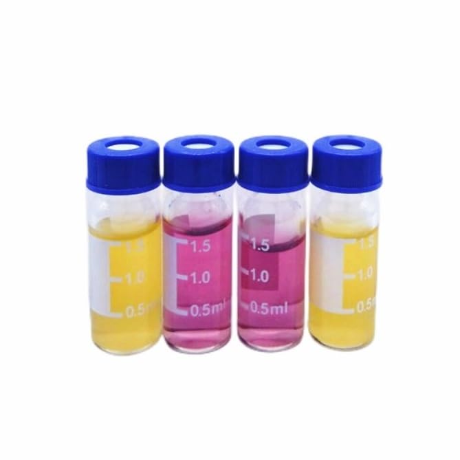 Laboratory Chromatography Small Bottle Wide Mouth Small Bottle, with pre Cut Diaphragm and lid 9mm Transparent Sample Small Bottle 1.5ml PTFE/Silicone Diaphragm 100 Pieces