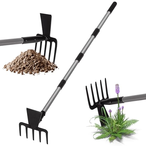 Walensee Unkrautstecher mit Langstiel, 5-zinkiger Unkrautgreifer – 2-in-1 Unkrautkralle und Gartenhacke, 160 cm Unkrautentferner für Garten, Rasen...