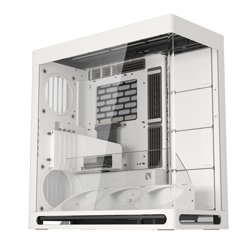 HAVN HS 420 VGPU Dual-Chamber Mid Tower ATX PC Case White | PCIe 5.0 Vertical GPU Kit, 11x 140mm Fan Slots & 2X 420mm Radiator Support, SimpliCable Cable Management, Tempered Glass, PWM Fan Hub