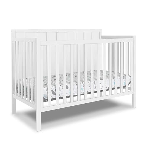 Sorelle Furniture Essex Crib Classic 4-in-1 Convertible Crib, Made of Wood, Non-Toxic Finish, Wooden Baby Bed, Toddler Bed, Child’s Daybed and Full-Size Bed, Nursery Furniture-White