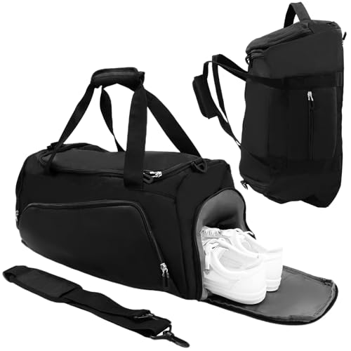 Cozary Bolsa Deporte con Compartimento para Zapatos | Mochila Gimnasio Hombre/Mujer Impermeable 54x26x26cm | para Gym, Viajes, Camping y Baloncesto