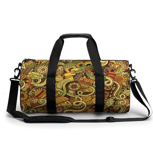 Sac week-end jaune abstrait cylindrique 45cm ultra léger