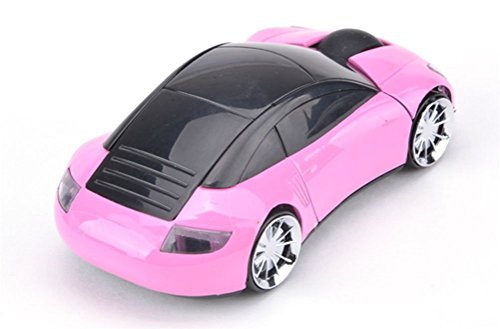 Image of Elsees 2.4GHz 3D Car Shape Wireless Optical Mouse USB Gaming Mouse with Receiver for PC Laptop (Pink)