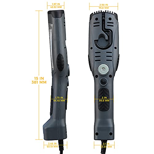 Portable Corded LED Work Light with Outlet in Handle, COB LED, 1600 Lumen 15ft 116AWG 3C SJTW Cord Handheld Outdoor Work Light, Magnetic on Back