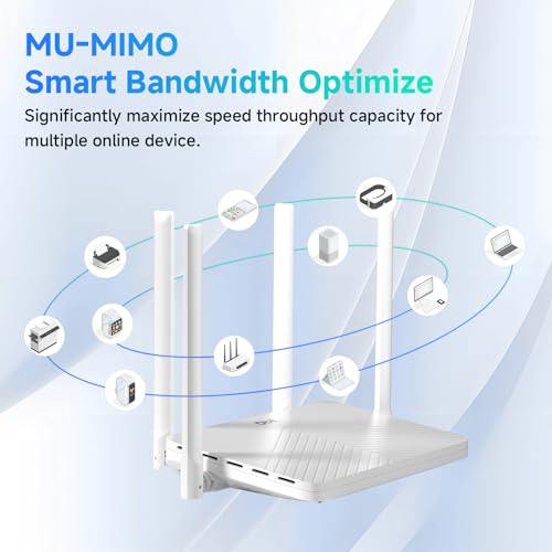 DBIT AC1200 Gigabit WiFi Router 2.4GHz +5GHz Dual Band MU-MIMO Wireless Internet Router, 4 x 10/100/1000Mbps Ethernet Ports, 4 x 5dBi Antennas, Support Router, AP, Repeater Mode, EasyMesh, White - Image 6
