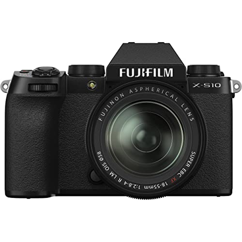 Fujifilm X-S10 Mirrorless Camera With 18-55Mm Lens + Sandisk 64Gb Extreme Sdxc, Filter Black Fuxs10B1855Gdb1 Fujifilm X-S10 Mirrorless Camera With 18-55Mm Lens With Deluxe Accessory Bundle #TOP1