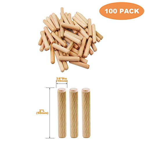 WayLand 100pcs 3/8"Dia2"L（10mm Dia50mm L） Wooden Dowel Pins Wood Kiln Dried L Fluted