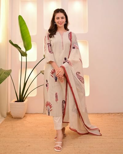 Image of Nermosa KLOSIA Women's Printed Straight Kurta and Pant with Dupatta Set